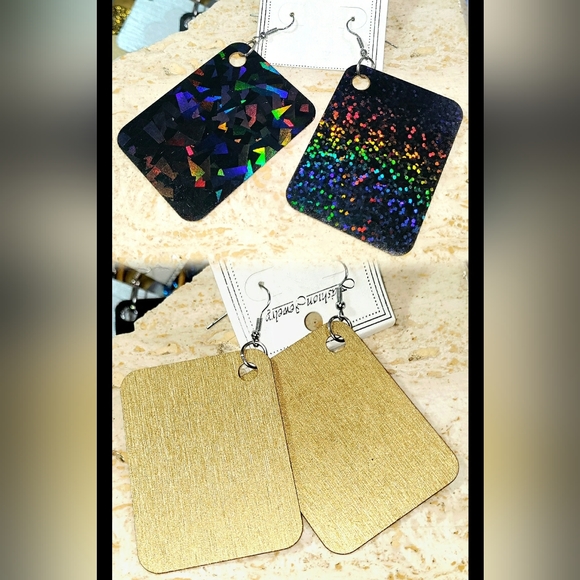 New Handcrafted Italia Holographic & Hand-painted Wood Earrings! 2.5" inch Women - Picture 6 of 6